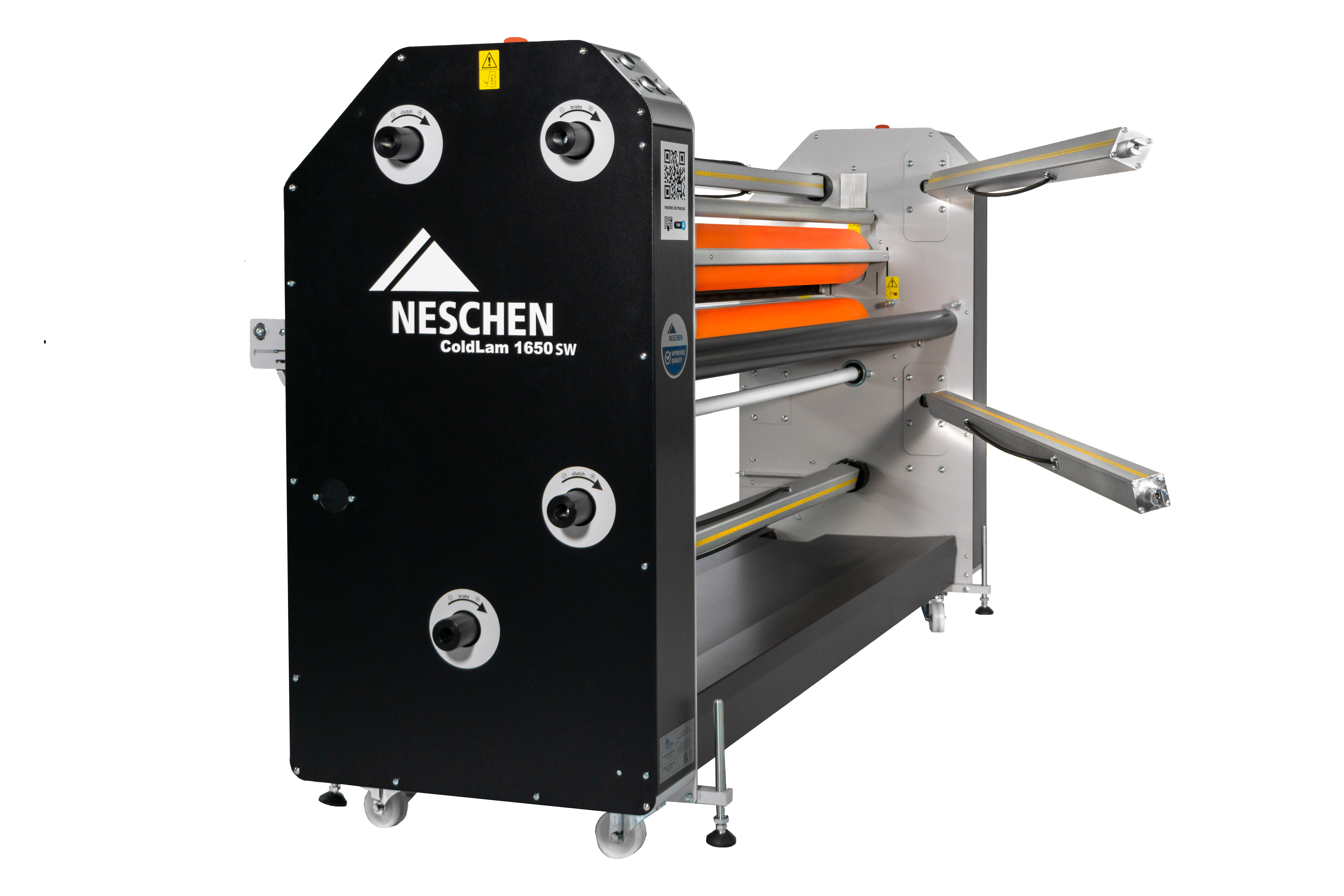 Neschen ColdLam 1650 SW Een drukgevoelige machine met warmteondersteuning op de bovenrol en zwenkarm