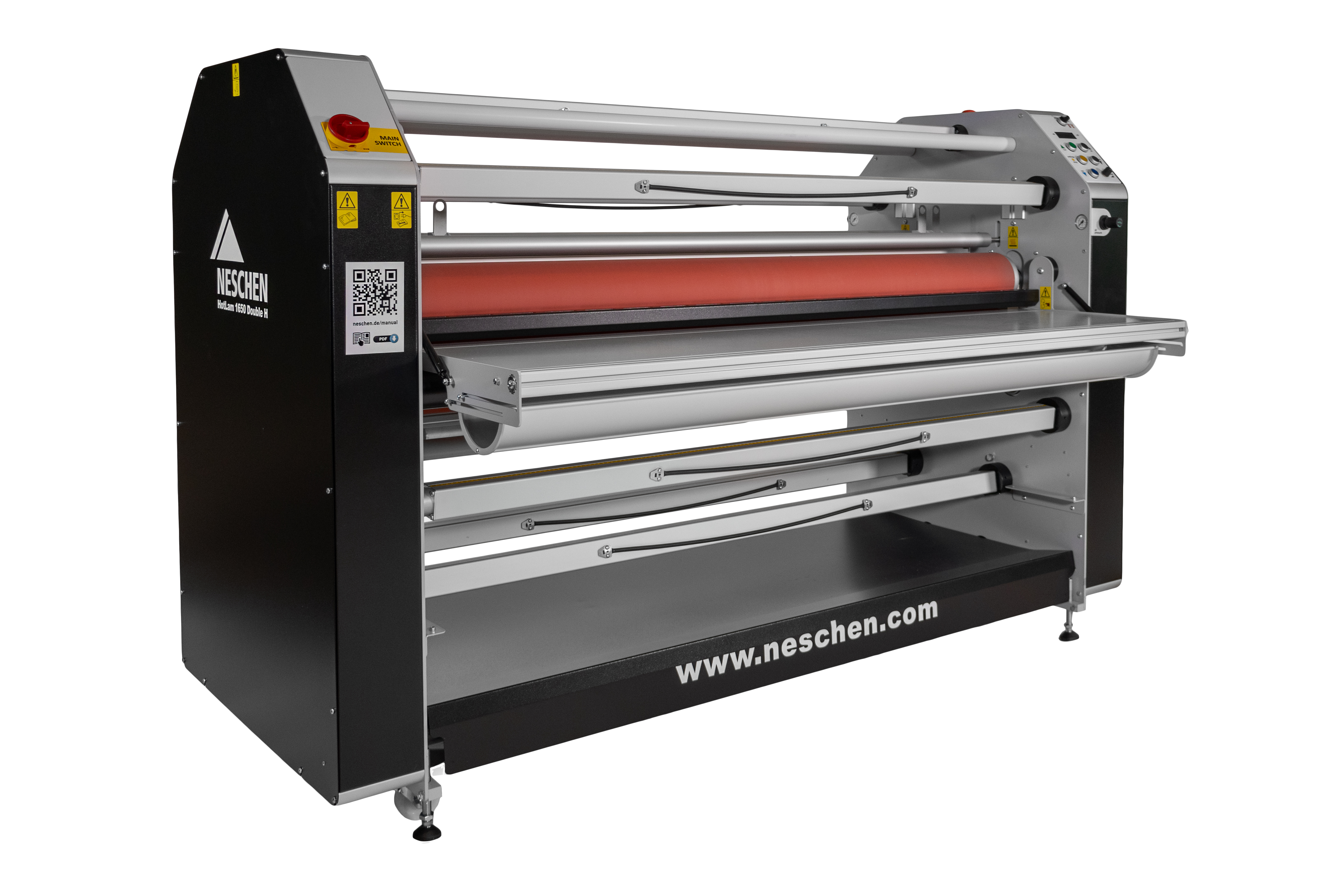 Neschen HotLam 1650 DoubleH lamineer machine Combineert de inkapseling van door warmte geactiveerde materialen met een hoge werksnelheid